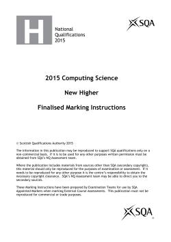 2015 Computing Science New Higher Finalised Marking
