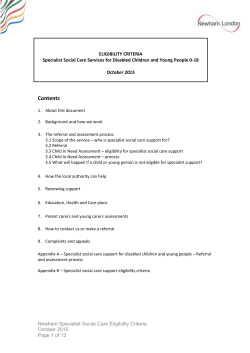 Specialist social care services for disabled