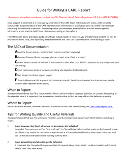 Guide for Writing a CARE Report - California State University