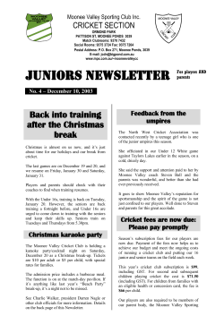 2003/04 Newsletter 4. - Moonee Valley Cricket Club