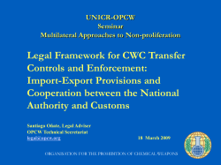 Legal Framework for CWC Transfer Controls and Enforcement