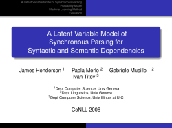 A Latent Variable Model of Synchronous Parsing for