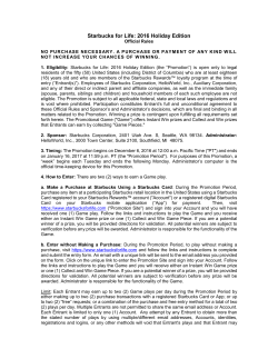 Starbucks for Life: Holiday 2016 Edition - ePrize