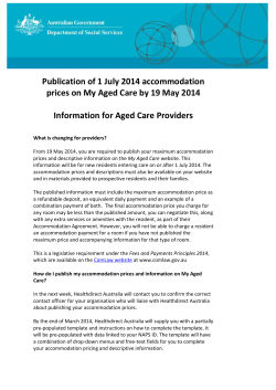 Publication of 1 July 2014 accommodation prices on My Aged Care