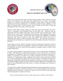 Thank you for asking about the Santa Ana Police Explorer Program