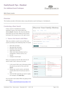 FamilySearch Tips Handout