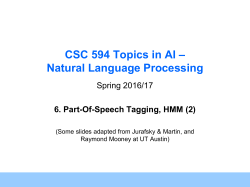 Part-Of-Speech Tagging, HMM (2)