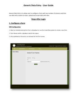 Generic Data Entry - User Guide