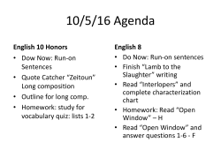 10/5/16 Agenda