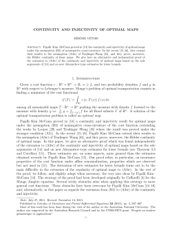 CONTINUITY AND INJECTIVITY OF OPTIMAL MAPS 1. Introduction