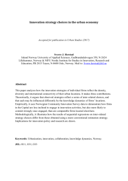 Innovation strategy choices in the urban economy Abstract
