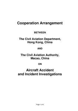 Cooperation Arrangement between the Civil Aviation Department