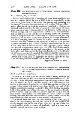 130 ACTS, 1960. &mdash; CHAPS. 238, 239. Be it enacted, etc., as follows