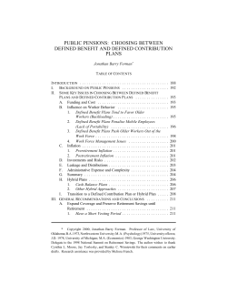 PUBLIC PENSIONS: CHOOSING BETWEEN DEFINED BENEFIT