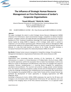 The influence of Strategic Human Resource Management on Firm