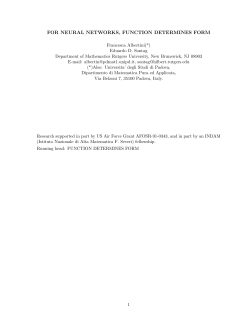 for neural networks, function determines form