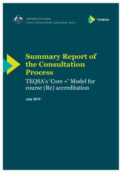 Summary report: Consultation on TEQSA`s `Core +` model for course