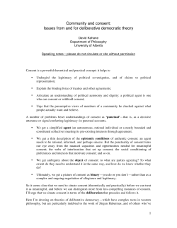 Community and consent: Issues from and for deliberative democratic