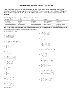 Introductory Algebra Final and Midterm Review