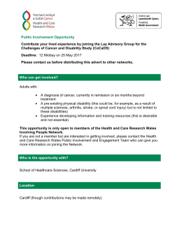 Public Involvement Opportunity Contribute your lived experience by