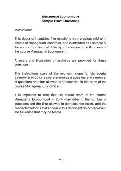 Managerial Economics-I Sample Exam Questions Instructions: This