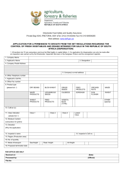 Application for a permission to deviate from the set regulations