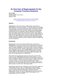 An Overview of Steganography for the Computer Forensics Examiner