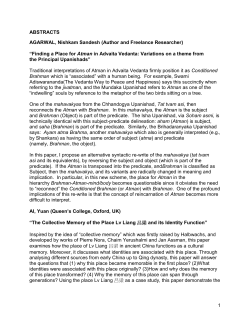ABSTRACTS AGARWAL, Nishkam Sandesh (Author and Freelance