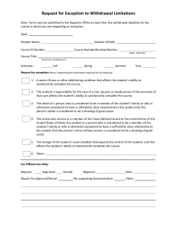 Exception To Withdrawal Form