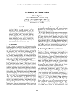 On Ranking and Choice Models