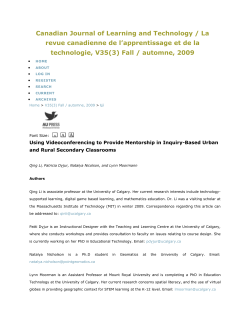 Canadian Journal of Learning and Technology / La revue
