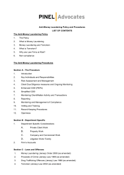 Anti- Money Laundering Policy and Procedures