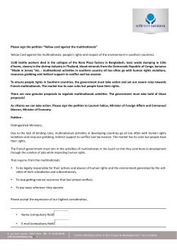 Please sign the petition &ldquo;Yellow card against the multinationals