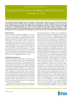 Thinking Ahead on Security: What`s Different This Time?