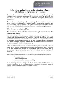 Investigating Officers - Advisory Note