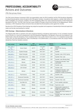 PROFESSIONAL ACCOUNTABILITY Actions and Outcomes