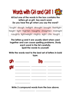 All but one of the words in the box contains the letters gh or ght. Say