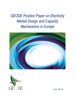 GEODE Position Paper on Electricity Market Design and Capacity
