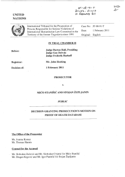 Decision granting prosecution`s motion on proof of death database