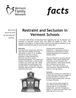 Restraint and Seclusion in Vermont Schools