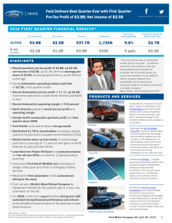 Ford Delivers Best Quarter Ever with First Quarter Pre