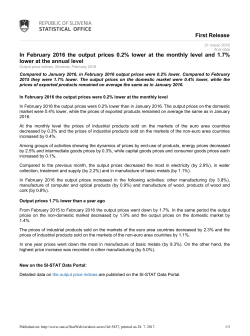First Release In February 2016 the output prices 0.2% lower