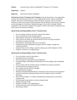 Assistant Coach, Women`s Basketball