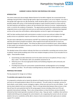 SUMMARY CLINICAL STRATEGY AND PROPOSALS FOR