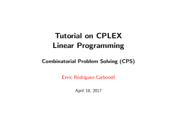 Tutorial on CPLEX Linear Programming