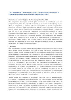 Competition Assessment of Economic Legislations and Policies