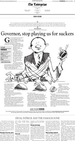Governor, stop playing us for suckers
