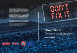 Don`t Fix It Players` Questionnaire