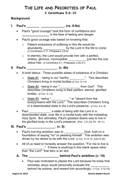 August.31.2014 Sermon Notes