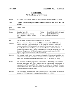 TG3c Channel Modeling Sub-committee Report